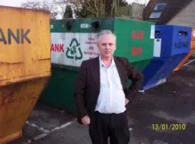 Trevor at the recycling bins in Mere
