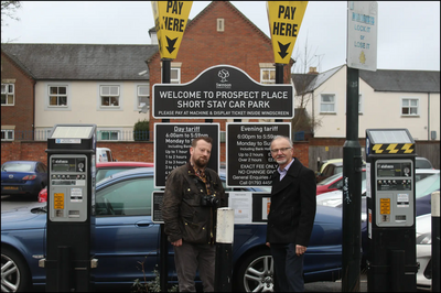Councillors Toby and Stan in Prospect Place Car Park
