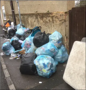 Fly-tipped rubbish bags